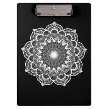 Mandala Branco em Fundo Preto