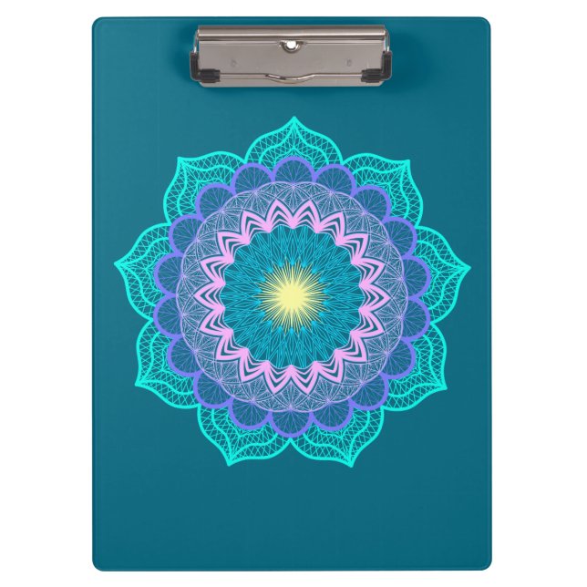 Pranchetas Mandala Colorido em Fundo Azul (Frente)