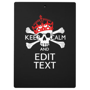 Pranchetas Mantenha o seu texto calmo, crossbones de crânio 