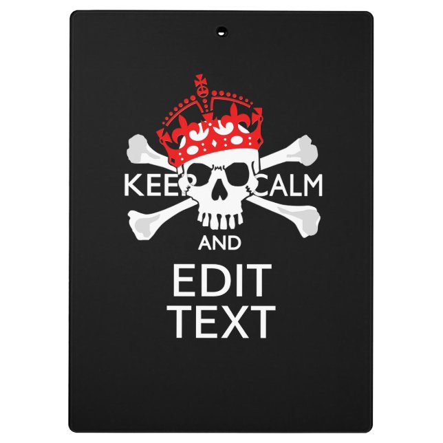 Pranchetas Mantenha o seu texto calmo, crossbones de crânio e (Verso)
