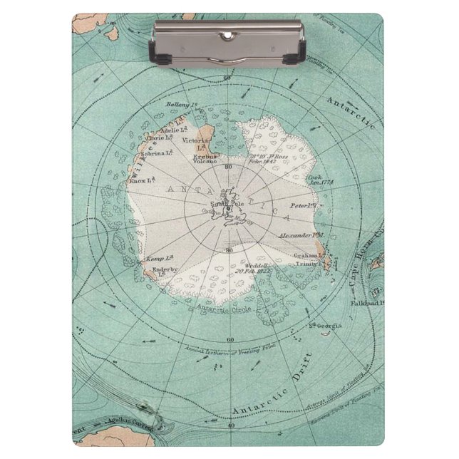 Pranchetas Mapa Antiquado da Antártica (Frente)