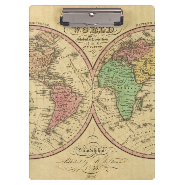 Pranchetas Mapa do mundo na projeção Globular (Frente)