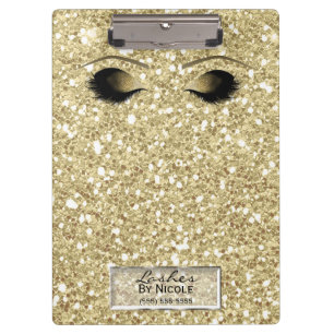 Pranchetas Maquiagem Dourada Glitter Olhos Cílios Glam Person