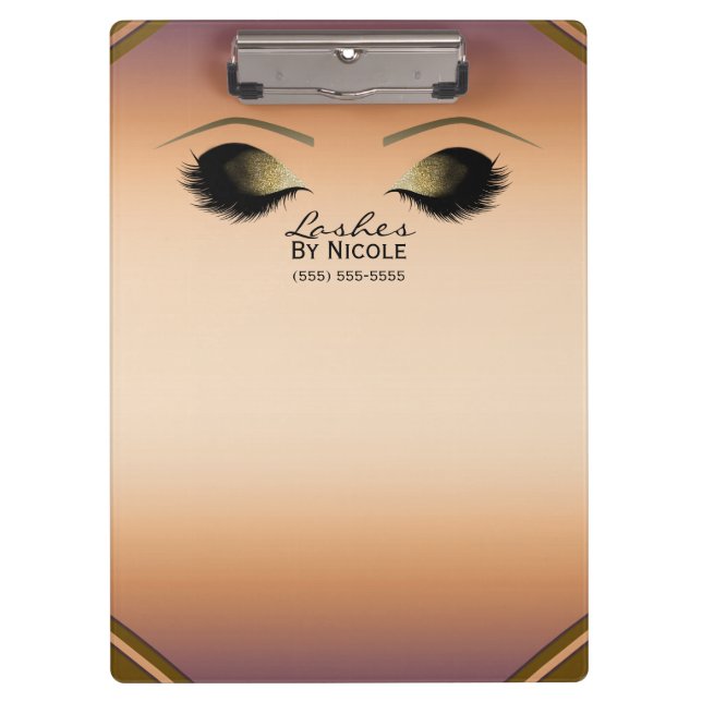 Pranchetas Maquiagem Dourada Olhos Cílios Glam Personalizado (Frente)