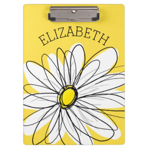 Pranchetas Margarida Branca e Amarela com Texto Personalizado
