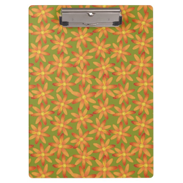 Pranchetas Margarida Floral Retro Sunburst em Oliva Dourada (Frente)