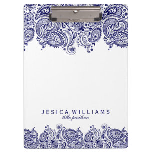 Pranchetas Marinho Azul paisley Lace Fundo Branco