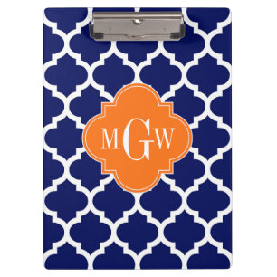 Pranchetas Marinho Azul Wt Chevron Pumpkin Quatrefoil 3 Monog