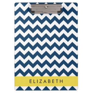 Pranchetas Marinho Azul Zigzag, Marinho Blue Chevron, Seu Nom