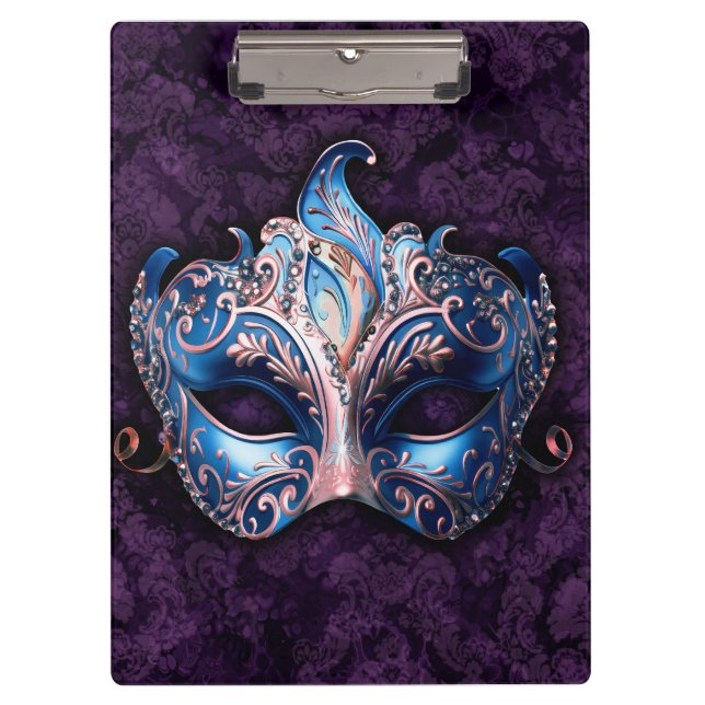 Pranchetas Máscara Azul Elegante de Mascarada (Frente)