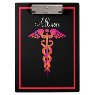 Pranchetas Médico colorido personalizado do Caduceus da