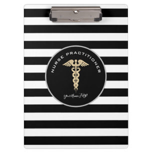 Pranchetas Médico de Enfermeira Monograma Branco Preto-Preto