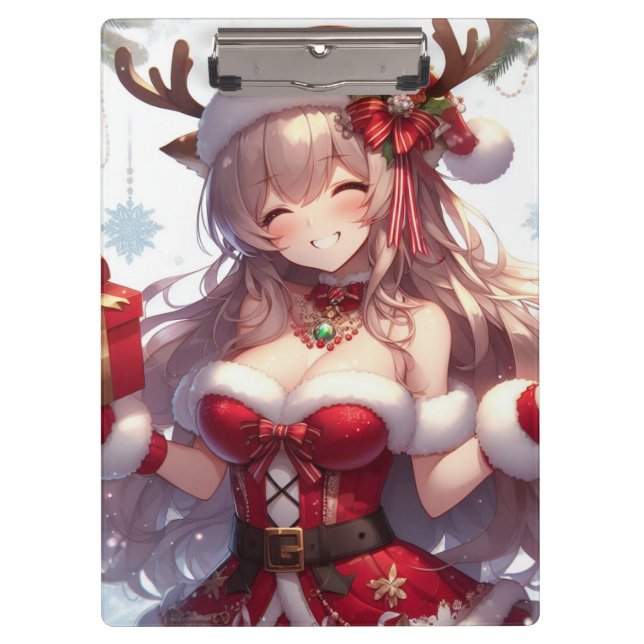 Pranchetas Menina de Natal de animação bonita (Frente)