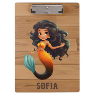 Pranchetas Menina de Sereia Africana - Nome Personalizado Afr