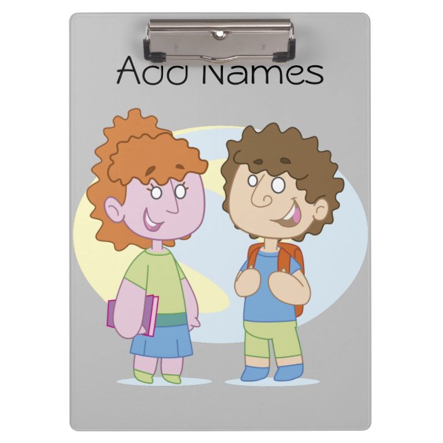 Pranchetas Menina de volta à área de transferência da escola (Frente)