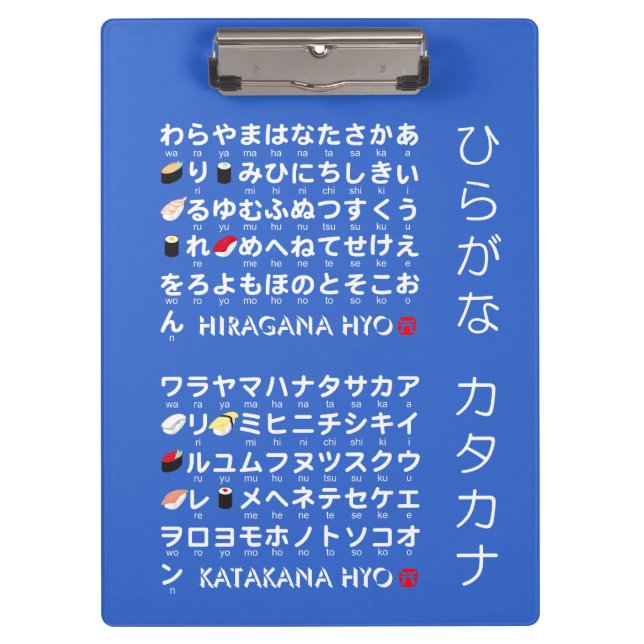 Pranchetas Mesa japonesa dos Hiragana & dos Katakana (sushi) (Frente)