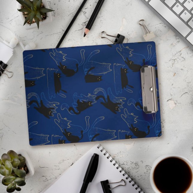 Pranchetas Midnight Black Cats– modern minimal Pattern (Criador carregado)