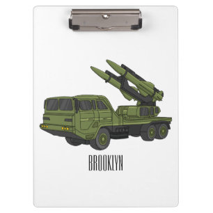 Pranchetas Military missile truck cartoon illustration
