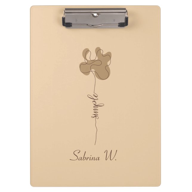 Pranchetas Minimalism Simple Flower Clipboard (Frente)