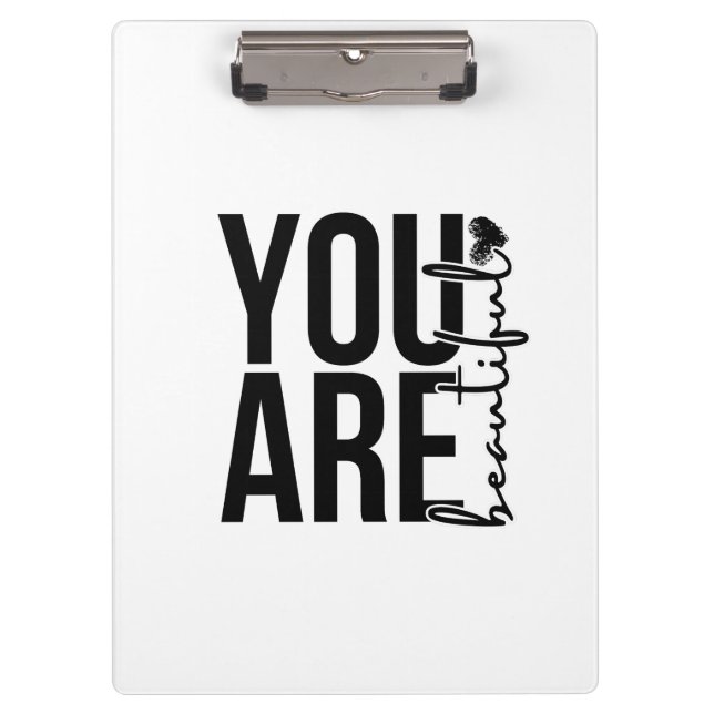 Pranchetas Minimalist “Beautiful” Typography Design – Black  (Frente)