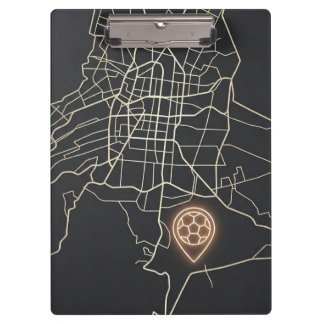 Pranchetas Minimalist NYC Soccer Map Pin Line Art