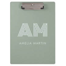 Minimalista Correspondência Verde de Sage Monogram