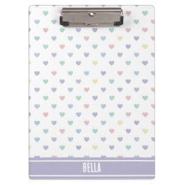 Pranchetas Minimalista Padrão de Coração em Pastel Personaliz