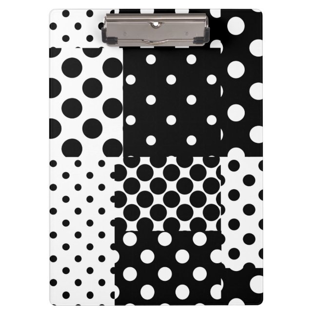 Pranchetas Moda Preto e Branco Pontos Estilo Design  (Frente)