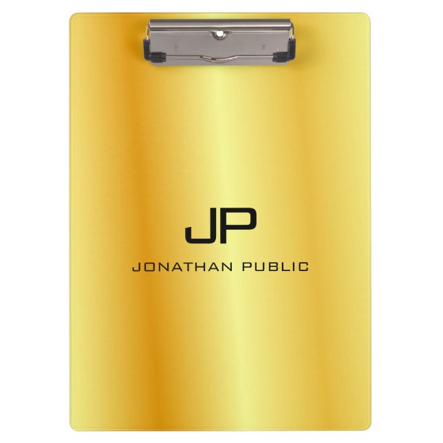 Pranchetas Modelo Elegante Monograma de Olhada Dourada (Frente)