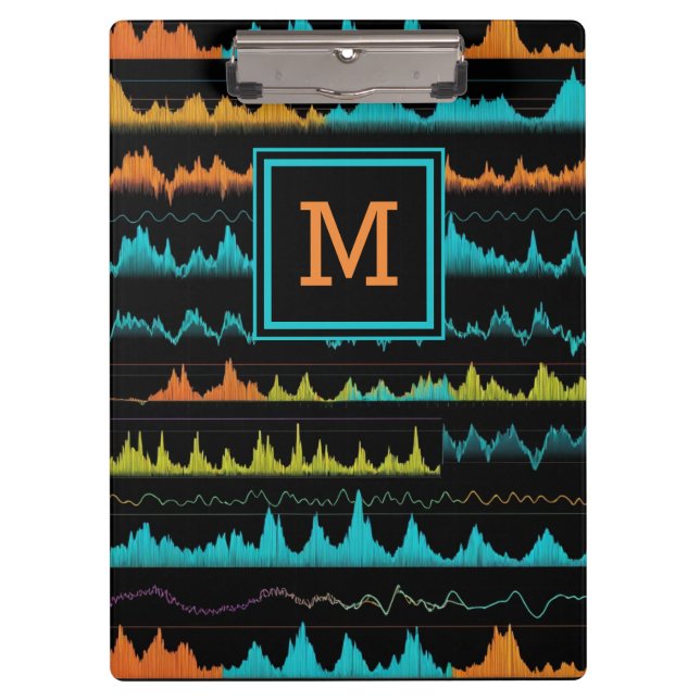Pranchetas Modern Audio Waveform & Sound Frequency Monogram (Frente)