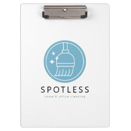 Pranchetas Modern Blue Broom Logo Cleaning Service