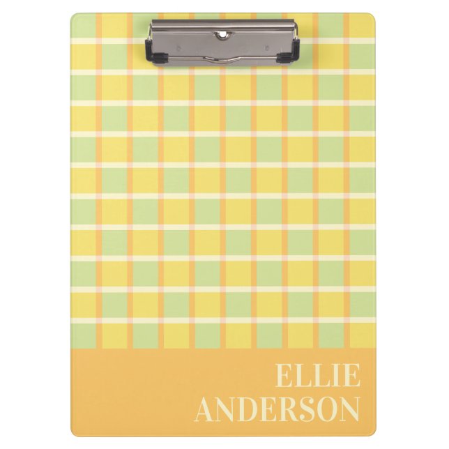Pranchetas Modern Checker Pastel Verde Amarelo Laranja Person (Frente)