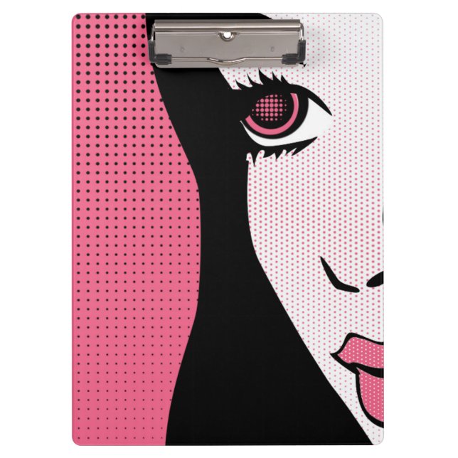Pranchetas Modern Comic Book Pop Art of Woman's Face (Frente)