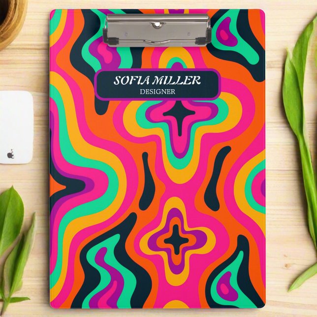 Pranchetas Modern Groovy Coloful Retro Rainbow Boho Abstrato (Criador carregado)