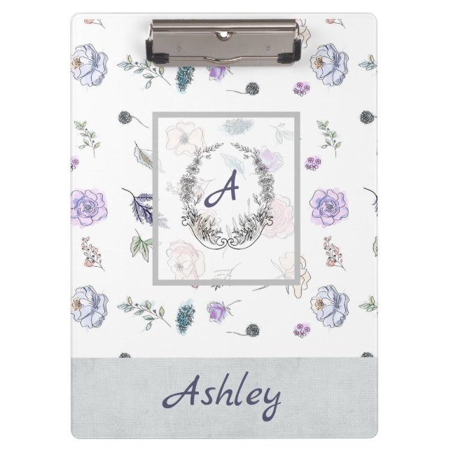 Pranchetas Modern Na moda Monograma Girly Padrões Ashley (Frente)