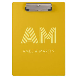 Pranchetas Monograma Amarelo Mostarda Minimalista