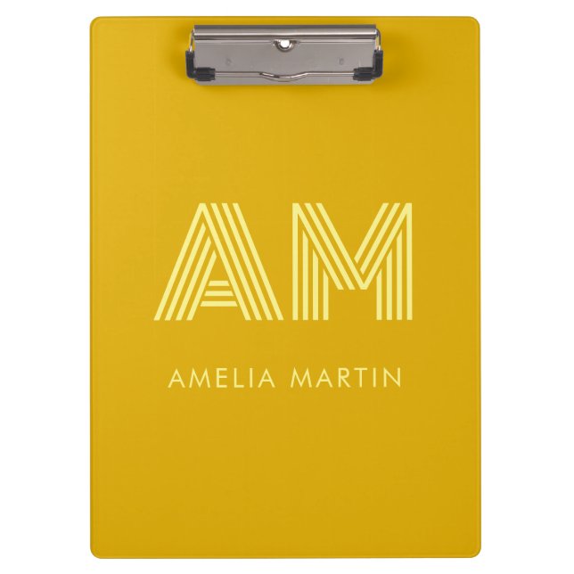 Pranchetas Monograma Amarelo Mostarda Minimalista (Frente)