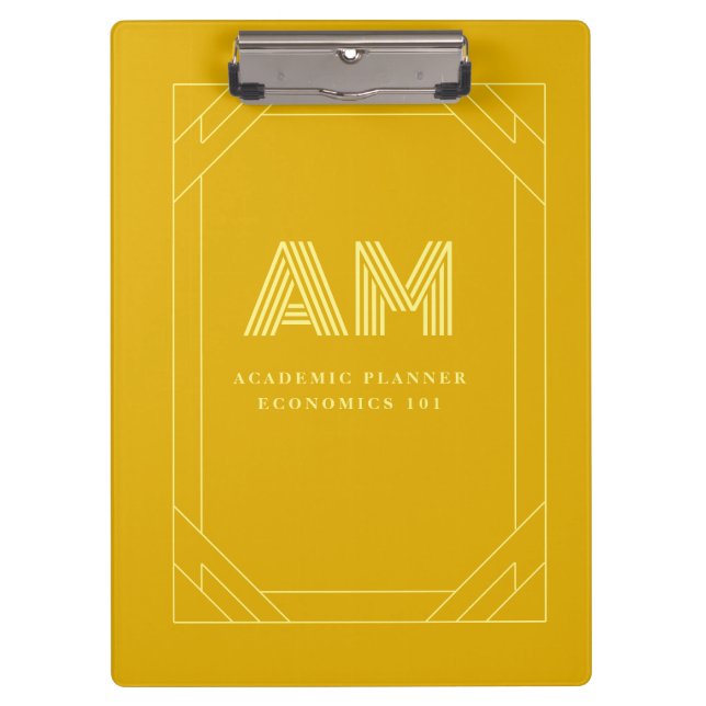 Pranchetas Monograma Amarelo Mostarda Minimalista (Frente)