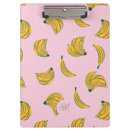 Pranchetas Monograma Cinto Bananas Amarelas em Fundo Rosa