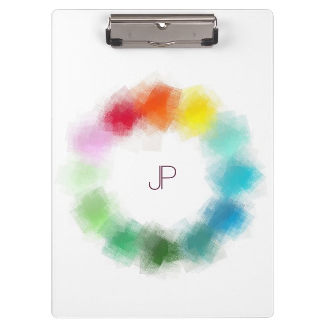 Pranchetas Monograma Colorido Personalizado Modelo moderno (Frente)