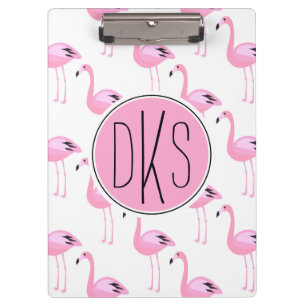 Pranchetas Monograma cor-de-rosa dos flamingos