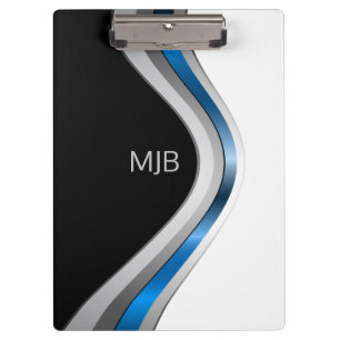 Pranchetas Monograma Curvas Sonoras Padrão Metálico Moderno