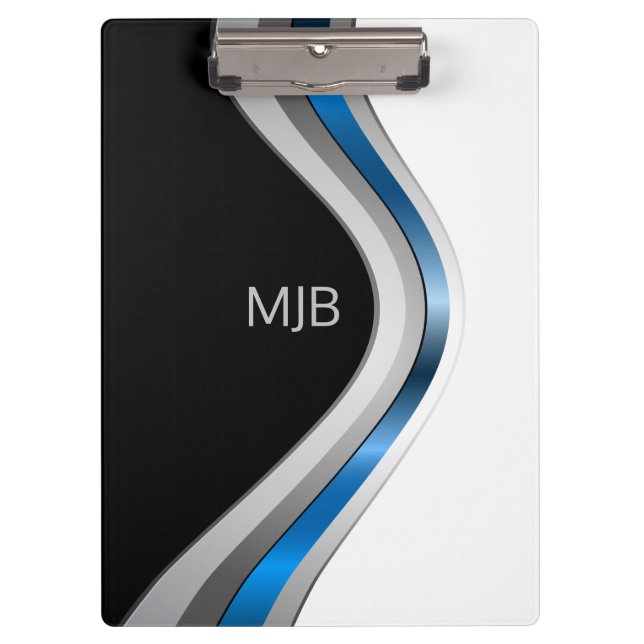 Pranchetas Monograma Curvas Sonoras Padrão Metálico Moderno (Frente)