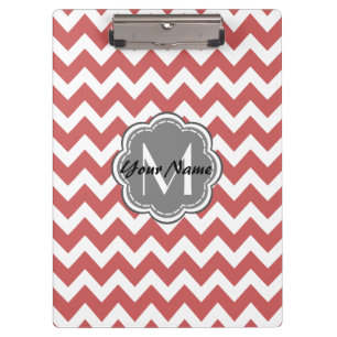 Pranchetas Monograma da Cinza Floral do Chevron Vermelho Indi