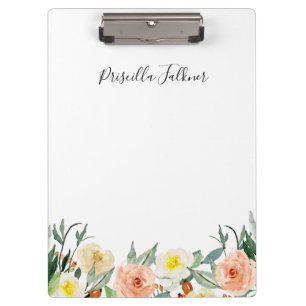 Pranchetas Monograma das Flores de Coral Moderno e Peach Wate