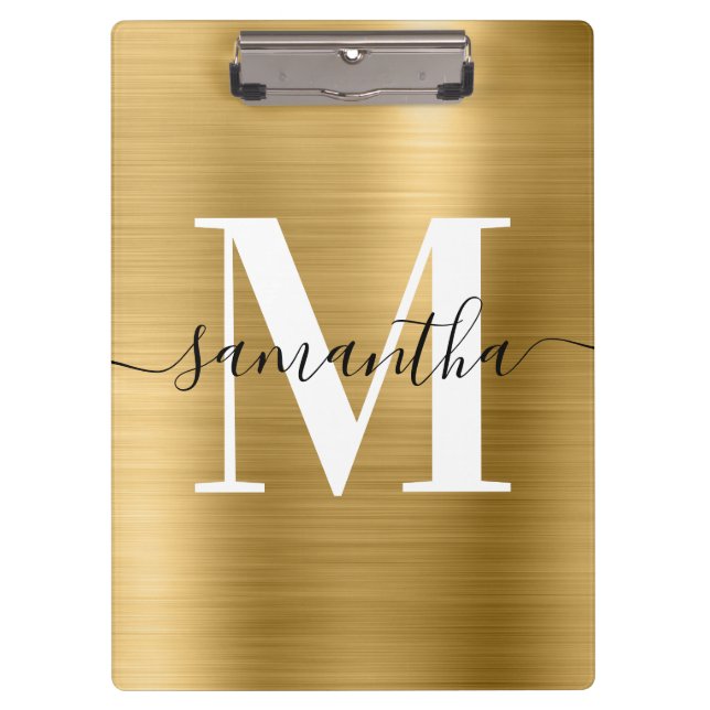 Pranchetas Monograma de Assinatura Dourado Brilho Foil  (Frente)