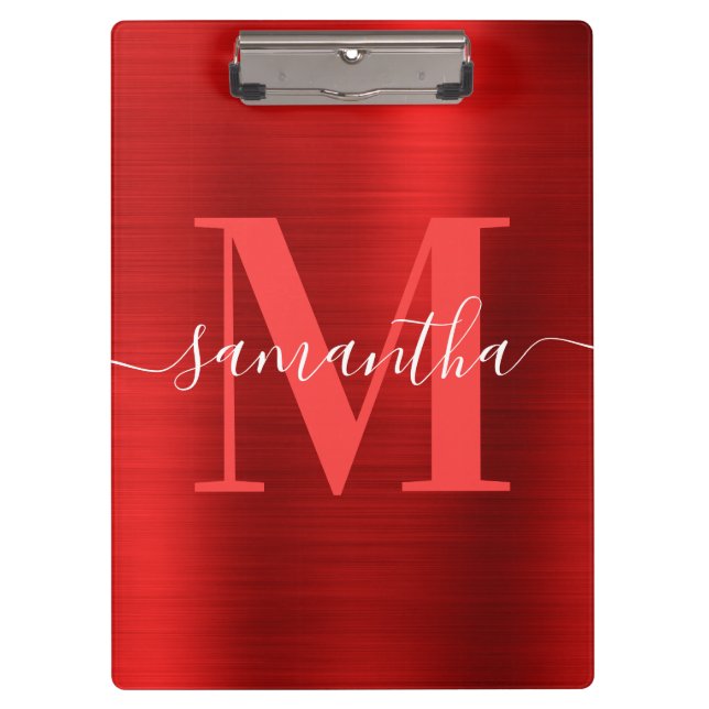 Pranchetas Monograma de Assinatura Vermelho Brilho Foil  (Frente)
