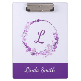 Pranchetas Monograma de Letra Inicial Floral Roxo Elegante Ch