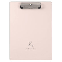 Monograma de Nome Minimalista Elegante Rosa Bege