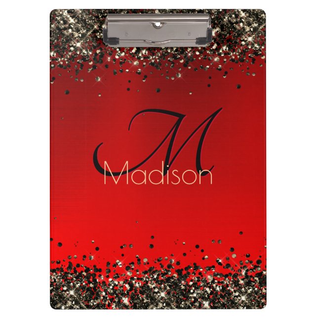 Pranchetas Monograma de ouro negro e elegante (Frente)